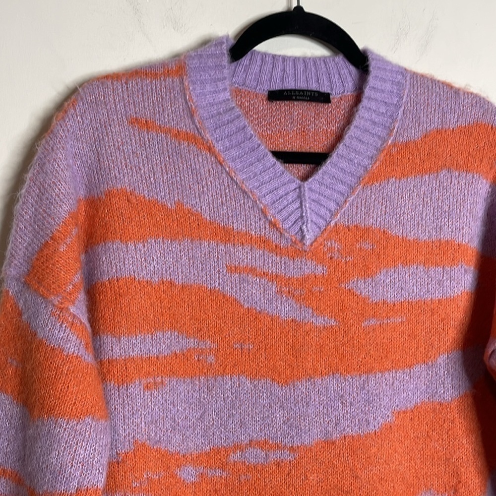 AllSaints | Women’s Tiga Abstract V-Neck Sweater Wool Blend Size XS - Picture 3 of 7